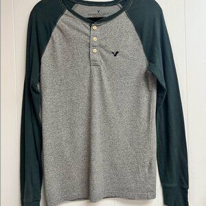 American Eagle Outfitters Green & Gray Two-Tone Long Sleeve Size XS